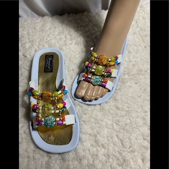 Grandco Gold Beaded Fancy Summer Sandals - Picture 1 of 8